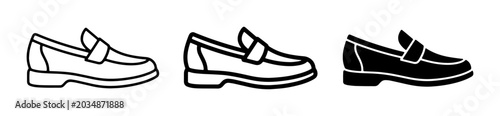 Fotografija Classic Loafer Shoe Icons, Black and White Vector Illustrations for Fashion and