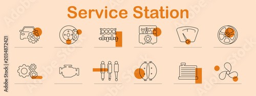 Slika na platnu Service station set icon