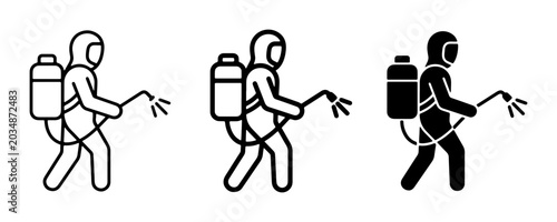 Cuadro en lienzo Pest Control Icon Set, Disinfection Worker, Spraying Equipment, Protective Suit,