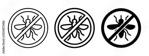 Tableau sur toile Insect Repellent Icons, Mosquito Control Symbols, Pest Eradication Signs, No Bug