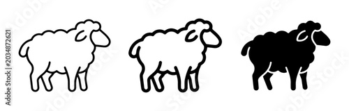 Fotografie Simple Sheep Icons, Vector Graphics, Black and White Sheep Silhouettes, Farm Ani