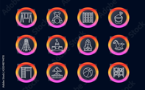 Photography Playground children set icon