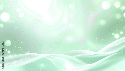 輝く光に包まれたミントグリーンの抽象空間 / Mint green abstract space wrapped in glowing light (Generative AI)