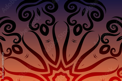 Luxurious batik flower line art pattern of indonesian culture traditional caleidoscope