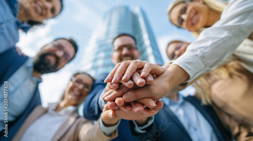 Teamwork Embrace: A diverse...