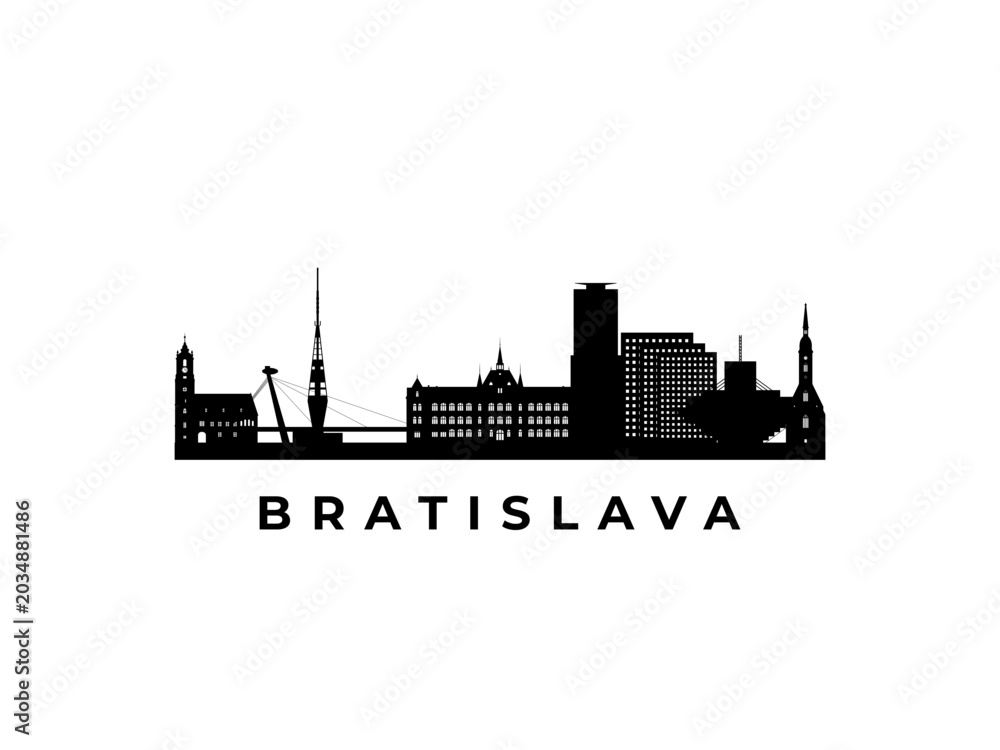 Naklejka premium Vector Bratislava skyline. Travel Bratislava famous landmarks. Business and tourism concept for presentation, banner, web site.