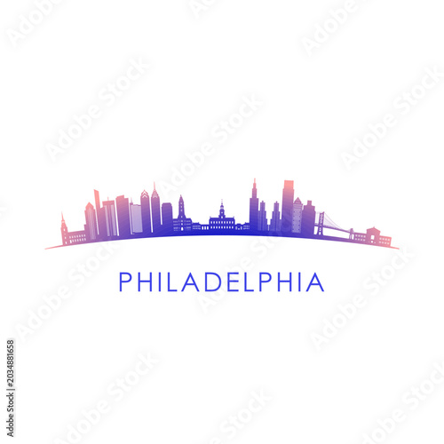 Philadelphia skyline silhouette. Vector design colorful illustration