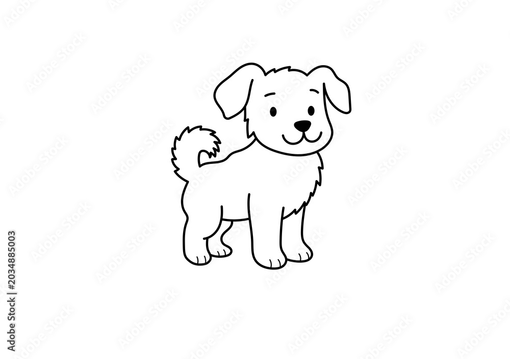 Fototapeta premium Cute White Cartoon Dog Sitting Isolated on Transparent Background Animation Loop