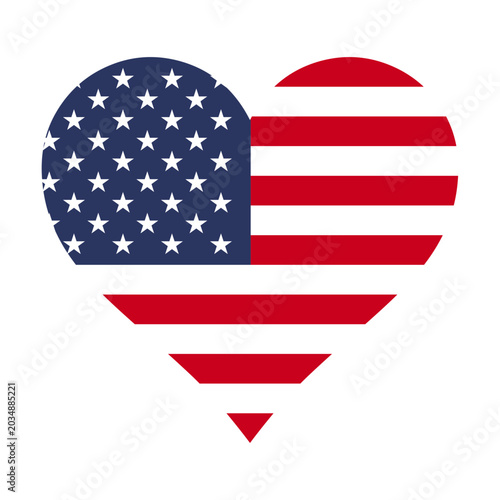 American flag heart svg cut file. Isolated vector illustration.
