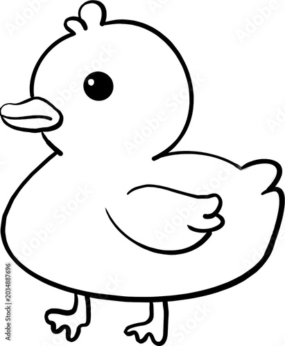 Black and white drawing of a duck
