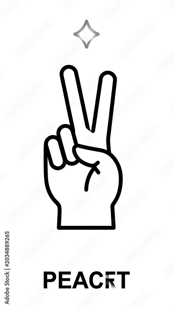 Fototapeta premium Peace sign hand gesture symbol illustration.
