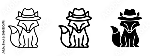 Foto Clever Fox Icons, Detective Fox Vector Art, Gentleman Fox Illustrations, Minimal