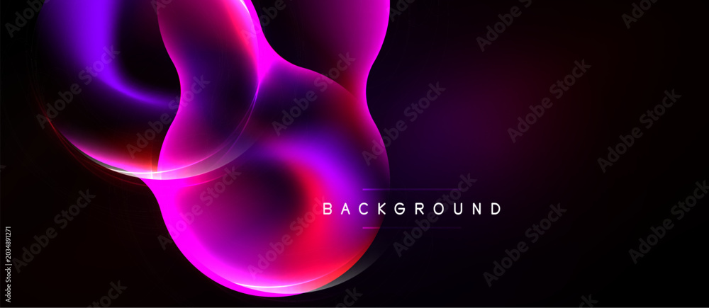 Naklejka premium Abstract fluid shapes, vibrant magenta, pink hues. Dark background creates dramatic contrast, modern design element.
