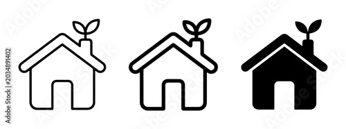 Tableau sur toile Eco-friendly house icons, green building symbols, sustainable home graphics, env