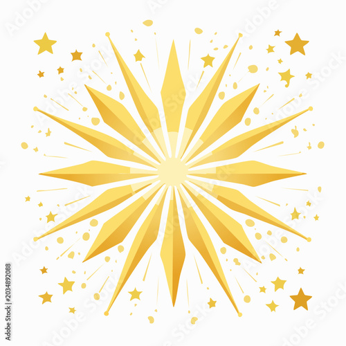 Golden Starburst with Stars and Confetti