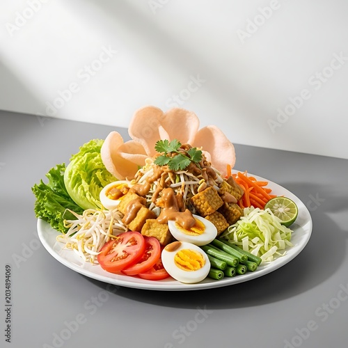 Healthy Indonesian Gado Gado Salad Plated for Restaurant