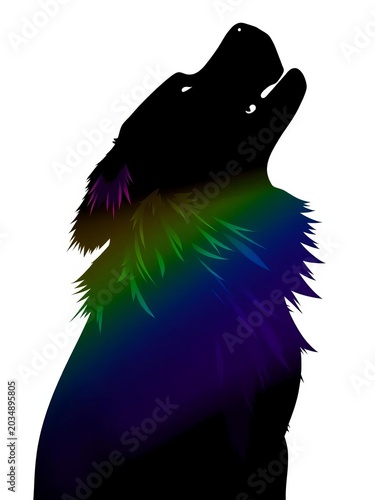 Howling dog silhouette against white background art, trees, night