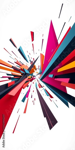 Bold vectors collide in a high-key studio, tilted for dramatic flair, a visual symphony of form,  abstract,  shapes