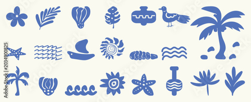 Tableau sur toile Tropical Summer beach Island Elements Collection vector