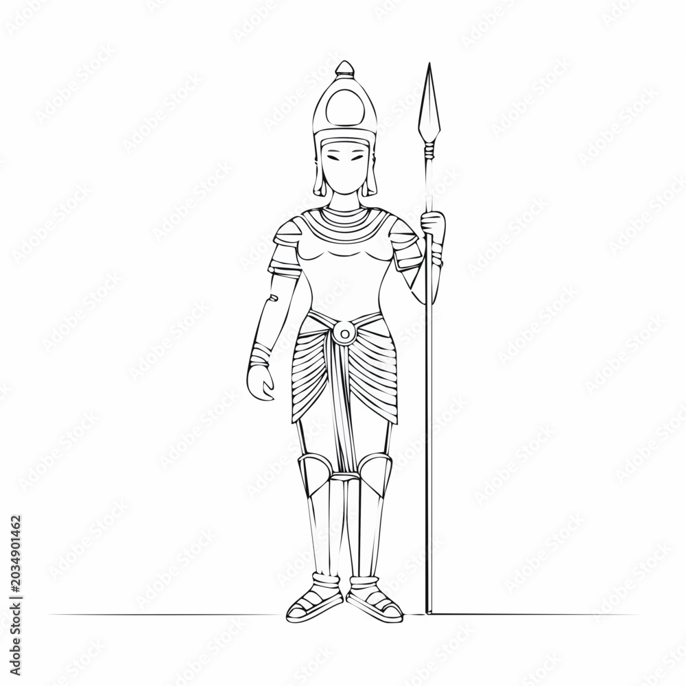 Fototapeta premium Ancient Mayan Head Illustration - Simple Line Art Design