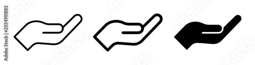 Photos Open Hand Icons, Offering Gesture, Receiving Symbol, Support and Care Vector Gra
