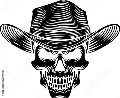 A skull sheriff wearing a c...