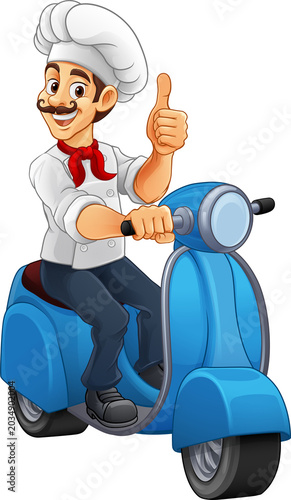Happy cartoon male chef in ...
