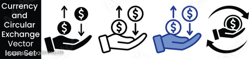 Fotografija Hand Holding Currency and Circular Exchange Vector Icon Set