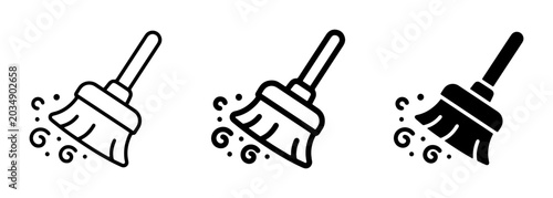 Photos Broom Cleaning Icons, Sweeping Dust Vector Graphics, Household Chores and Tidine