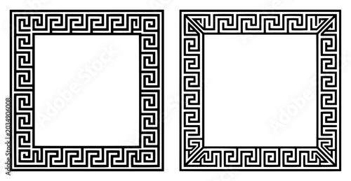 Foto Square frames with Greek key meander pattern in geometric style