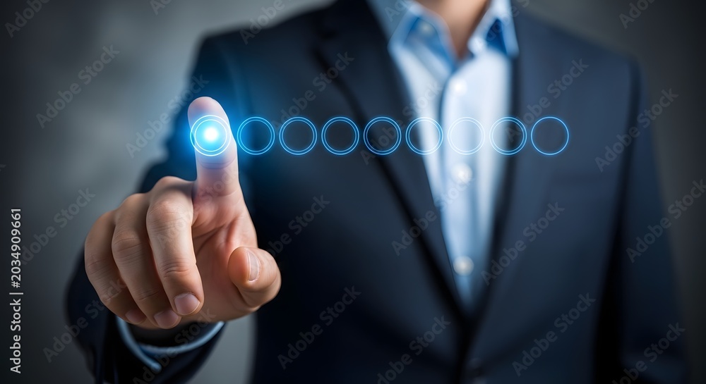 Obraz premium Loading progress bar concept with businessman interacting