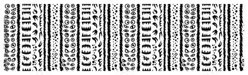 Fotografía Tribal ethnic symbols and vertical stripes in hand drawn primitive style