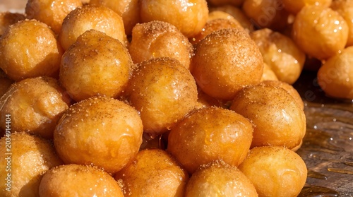 Honey Dripping Loukoumades Close-Up