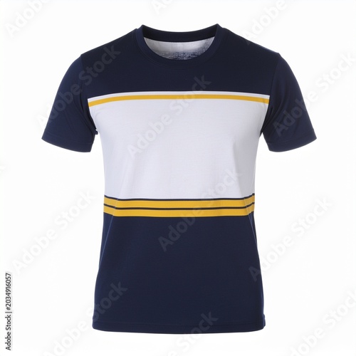 Plain dark blue t shirt for men isolated on white
