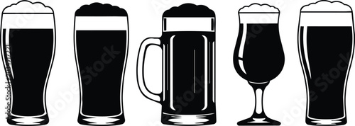 Tableau sur toile Beer Glass Set Vector Icon Collection for Bar Menu and Pub Branding