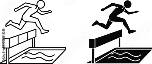 Fotografie Minimalist track and field hurdles icon set for sports event graphic design