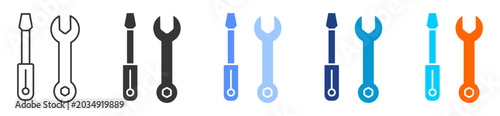 Canvastavla Screwdriver icon set multiple style collection