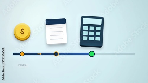 Income tax payment process animation, financial management and calculation