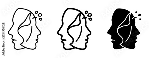 Obraz na płótnie Abstract Duality Faces Icons, Dual Identity Concept, Split Personality Vector Gr