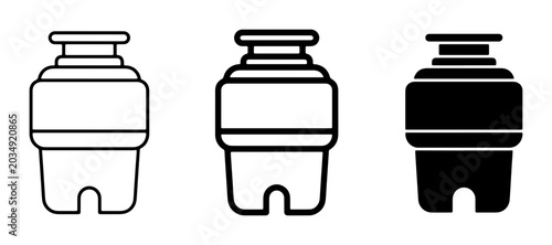 Tableau sur toile Garbage Disposal Unit Icons, Kitchen Appliance Vector Graphics, Food Waste Shred