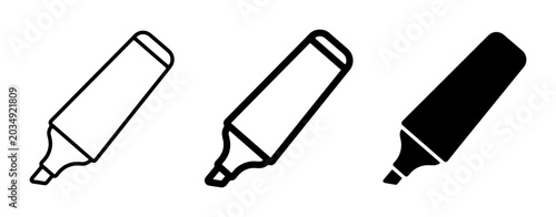 Photos Highlighter Pen Icons: Outline, Line Art, and Solid Fill Vector Graphics for Des