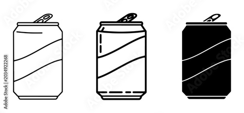 Schilderij op canvas Set of 3 Beverage Cans, Soda Pop Containers, Refreshment Drinks, Vector Icons
