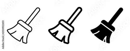 Obraz na plátne Broom Icons Set, Cleaning Tools, Household Supplies, Vector Graphics for Houseke
