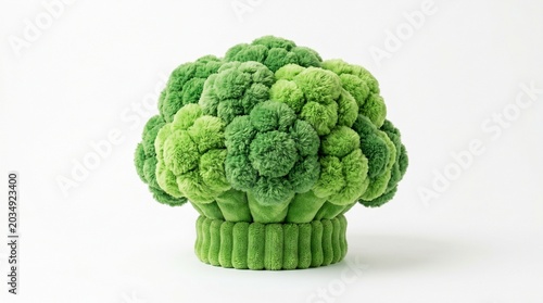 Plush broccoli hat isolated on white background