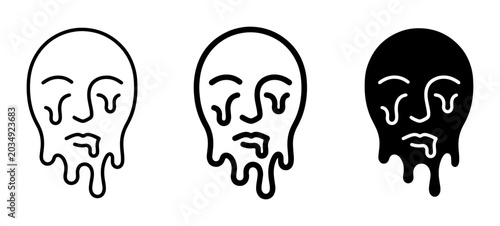 Foto Melting Face Icons, Dripping Emotion Symbols, Sad Expression Graphics, Abstract