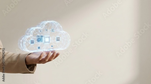 Individual holding cloud symbolizing ai infrastructure framework concept with focus on connectivity and technology