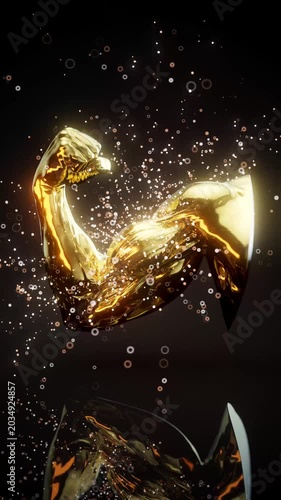 Conceptual 3D animation of a skinned arm with biceps anatomy