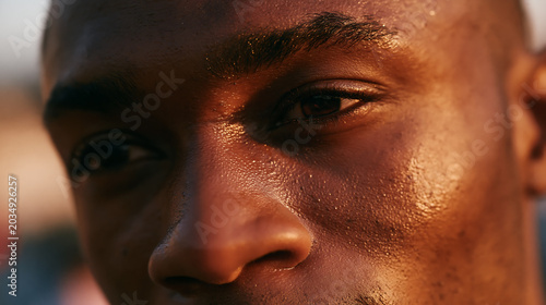 Close up portrait of man in sunset light
