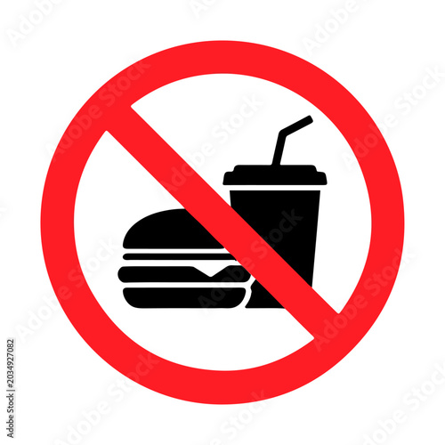 Tableau sur toile No fast food allowed sign with not allowed junk food forbidden zone no entry no