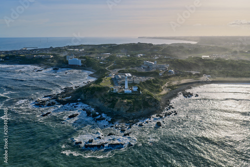 Sunset Aerial View of Inubosaki Lighthouse and Pacific Coast in Chiba